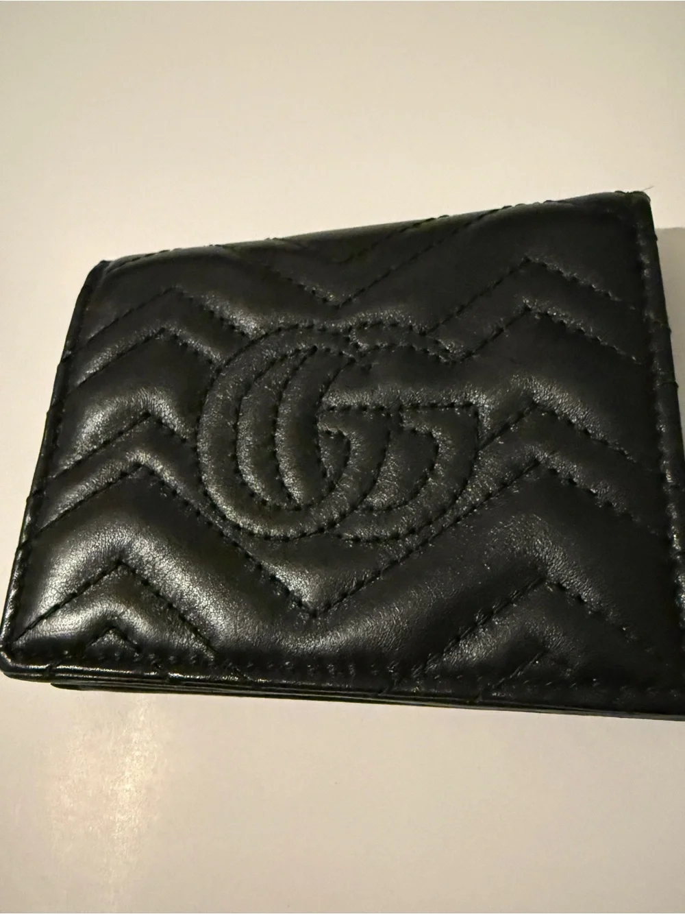 Gucci GG Marmont Matelassé Leather Card Case Wallet Black
